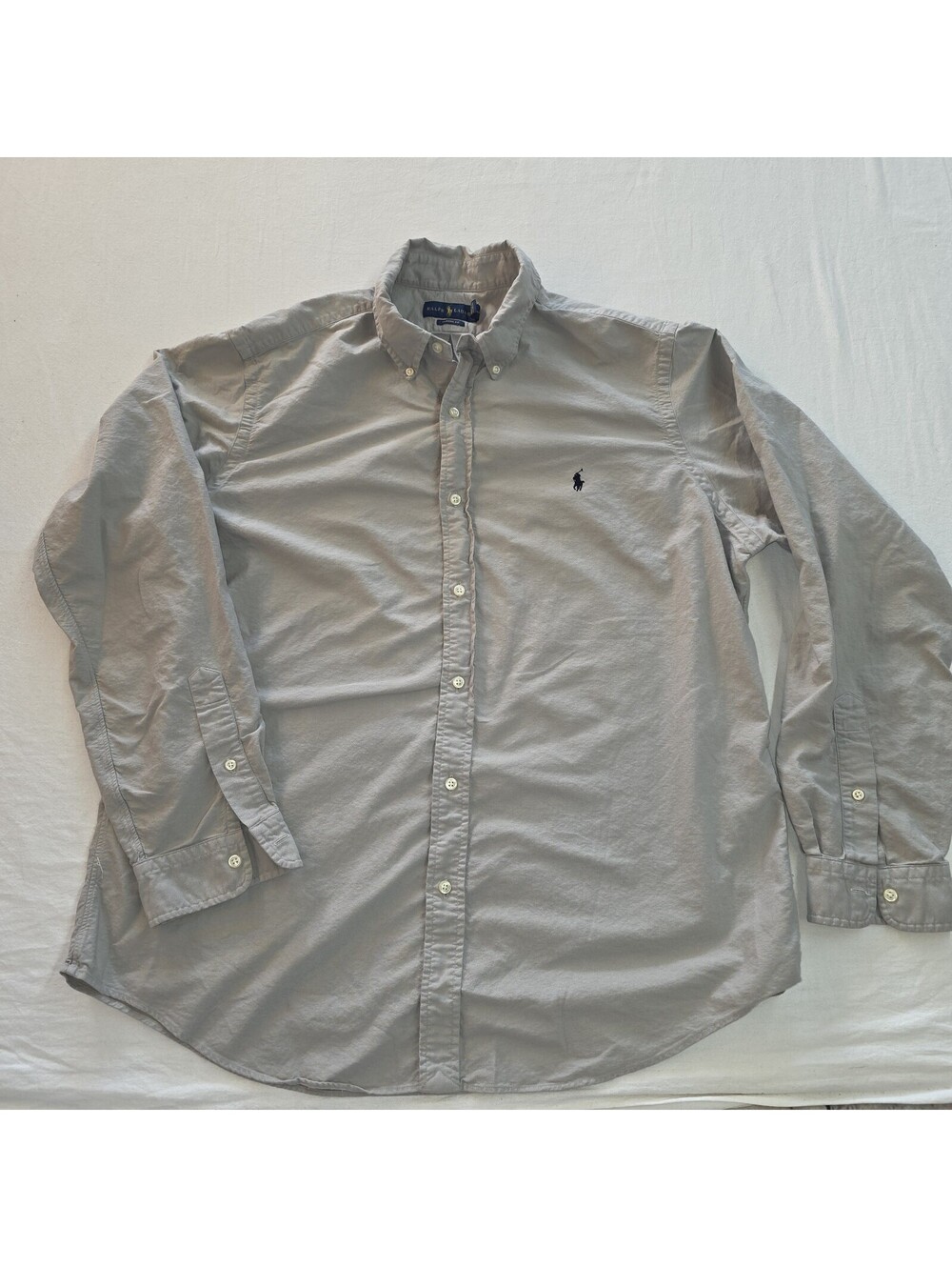Ralph Lauren Button Down Shirt Mens XL Gray Oxford Classic Fit Long Sleeve
